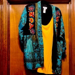 Soft Surroundings Blazer Istanbul Silk Embroidered